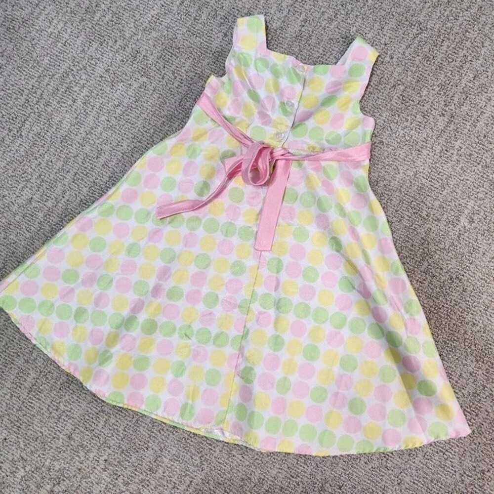 Youngland girl's special occasion pastel polk-a-dot tank dress size 5